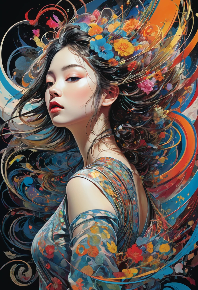 official art, unity 8k wallpaper, ultra detailed, beautiful and aesthetic, masterpiece, best quality, (zentangle, mandala, tangle, entangle), (fractal art:1.3) , 1girl, extremely detailed, dynamic angle, cowboyshot, the most beautiful form of chaos, elegant, a brutalist designed, vivid colours, romanticism, by james jean, roby dwi antono, ross tran, francis bacon, michal mraz, adrian ghenie, petra cortright, gerhard richter, takato yamamoto, ashley wood, atmospheric, ecstasy of musical notes, streaming musical notes visible