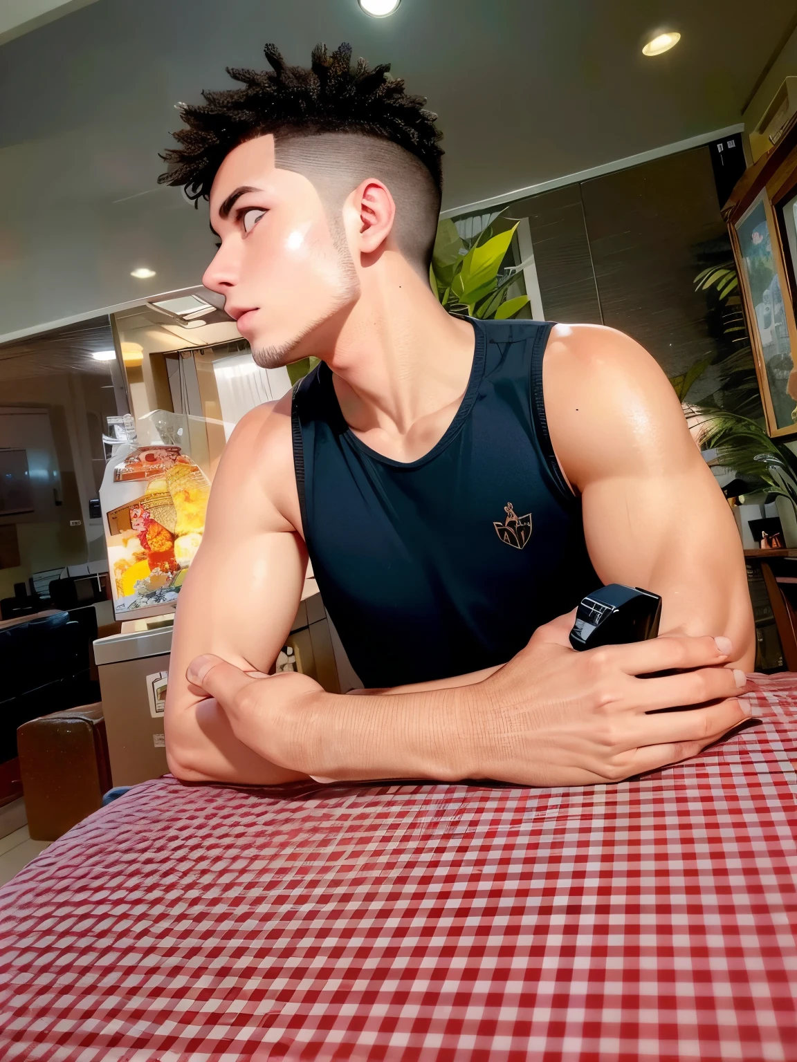 mantenha a foto fiel mas em estilo anime com cabelo cacheado