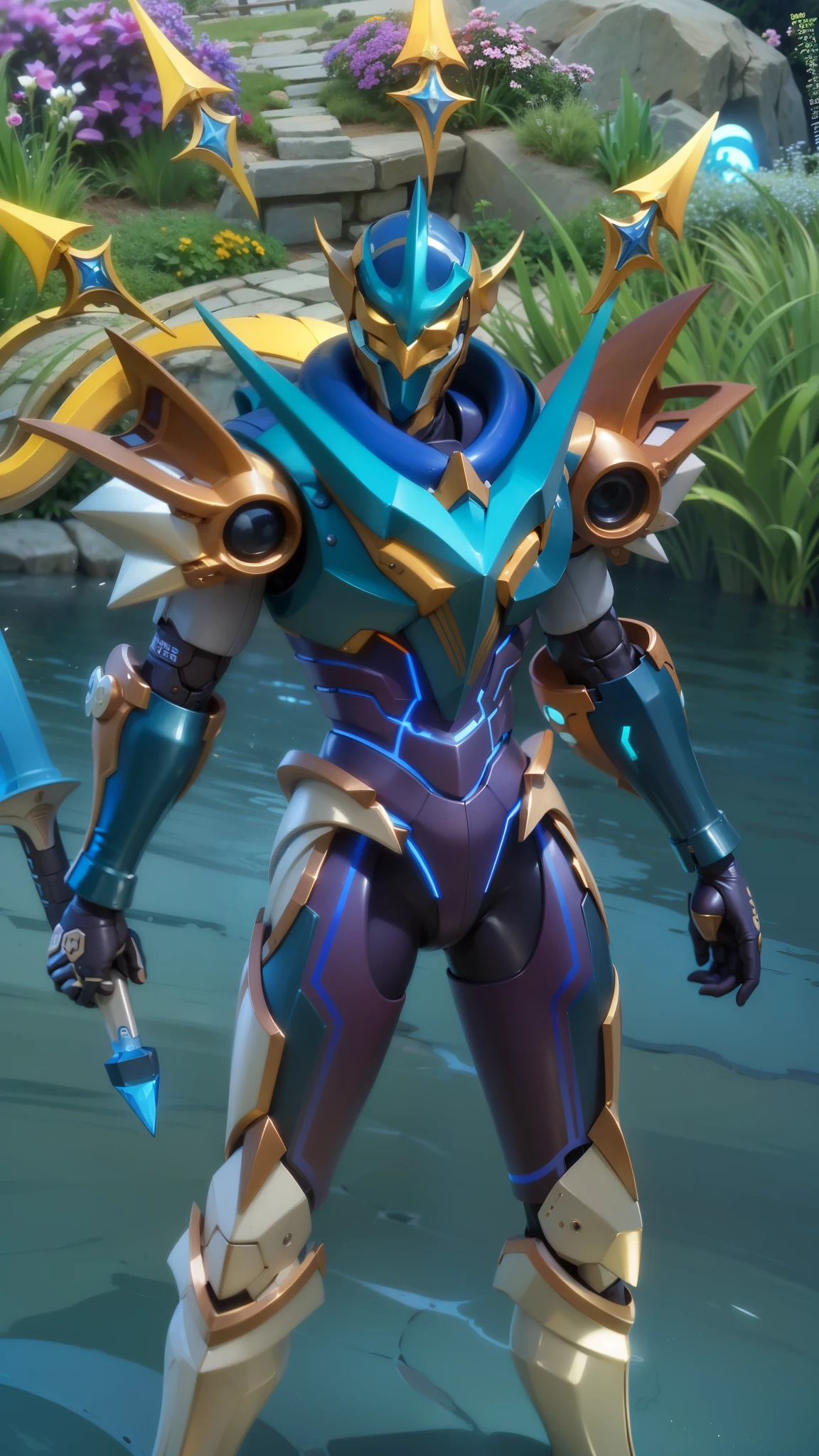 a close up of a robot with a sword and a sword, energetic varia suit, cyber universe style, varia suit, cyber fight armor, sliver ice color reflected armor, mecha suit, style of duelyst, sci-fi skin, space armor, cyber suit, ultra mega super hyper detail, protoss, scarab reploid, 8k, ultra hd, ultra detailed texture, hyper realistic, masterpiece, detailed texture, detailed skin, detailed lighting, (photorealistic:1.5), best quality, beautiful lighting, cinematic lighting, professional lighting, ultra highres, realistic, high quality, (realskin:1.5), extremely detailed, finely detail, ultra-detailed