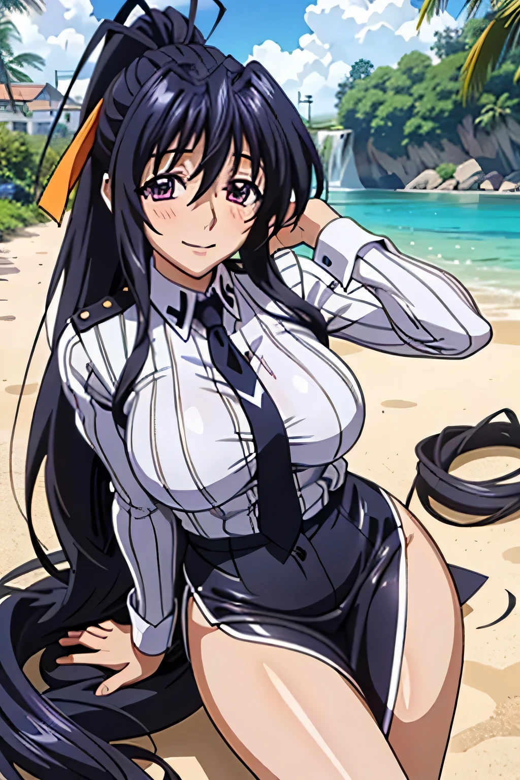 Himejima Akeno、long hair、(draw the eyes:1.2)、one person
、blush、smile
、(policewoman:1.1)
、(highest quality)
、(fine skin:1.3)
、ray tracing
