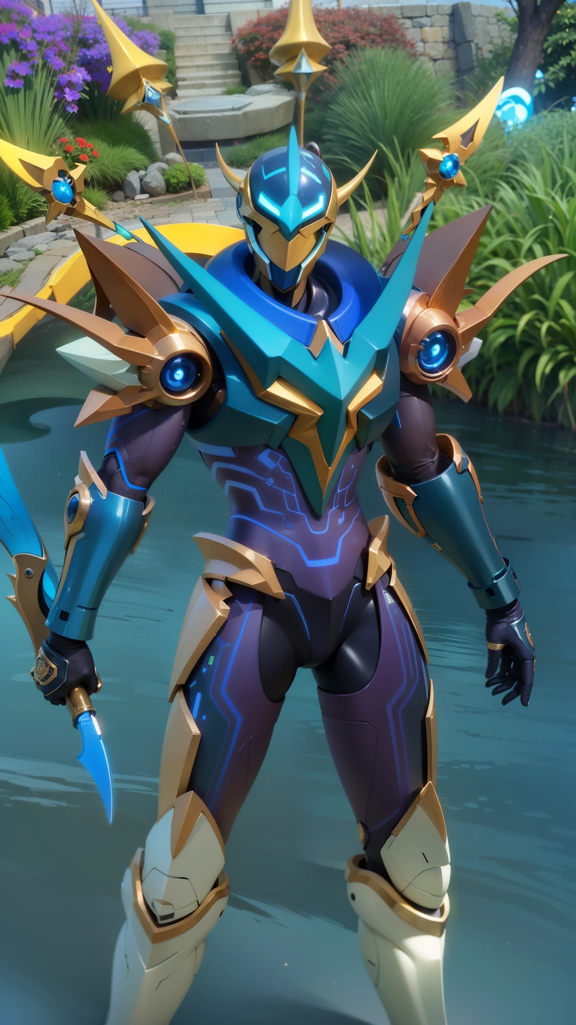 a close up of a robot with a sword and a sword, energetic varia suit, cyber universe style, varia suit, cyber fight armor, sliver ice color reflected armor, mecha suit, style of duelyst, sci-fi skin, space armor, cyber suit, ultra mega super hyper detail, protoss, scarab reploid, 8k, ultra hd, ultra detailed texture, hyper realistic, masterpiece, detailed texture, detailed skin, detailed lighting, (photorealistic:1.5), best quality, beautiful lighting, cinematic lighting, professional lighting, ultra highres, realistic, high quality, (realskin:1.5), extremely detailed, finely detail, ultra-detailed