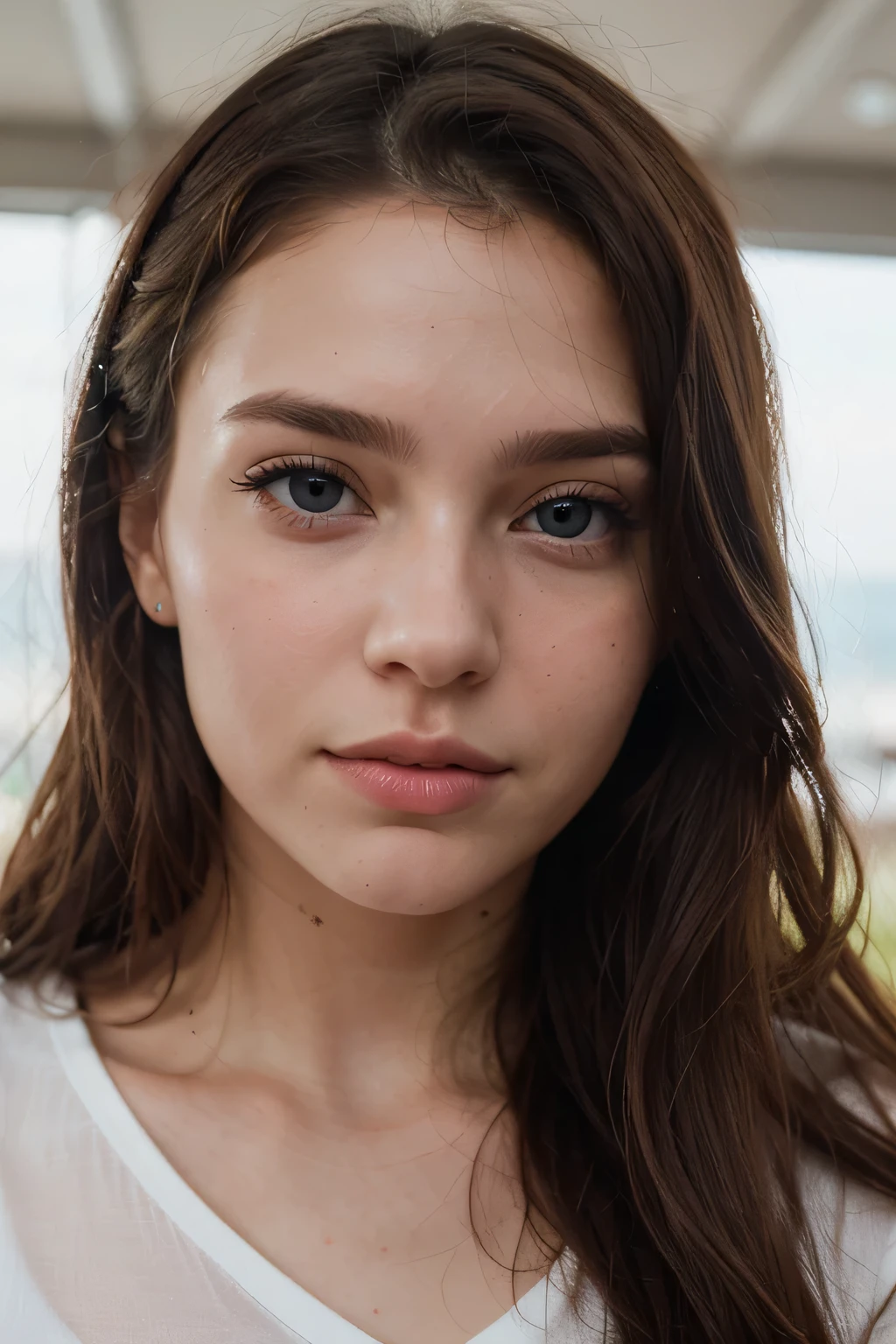 arafed woman with long hair and a white shirt posing for a selfie, profile image, anastasia ovchinnikova, headshot profile picture, no makeup wavy hair, portrait sophie mudd, charli bowater, selfie of a young woman, magdalena radziej, without makeup, taken in the early 2020s, taken in 2 0 2 0, ocean-blue eyes, darides_ , sharp chin, ukrainian beauty, very attractive