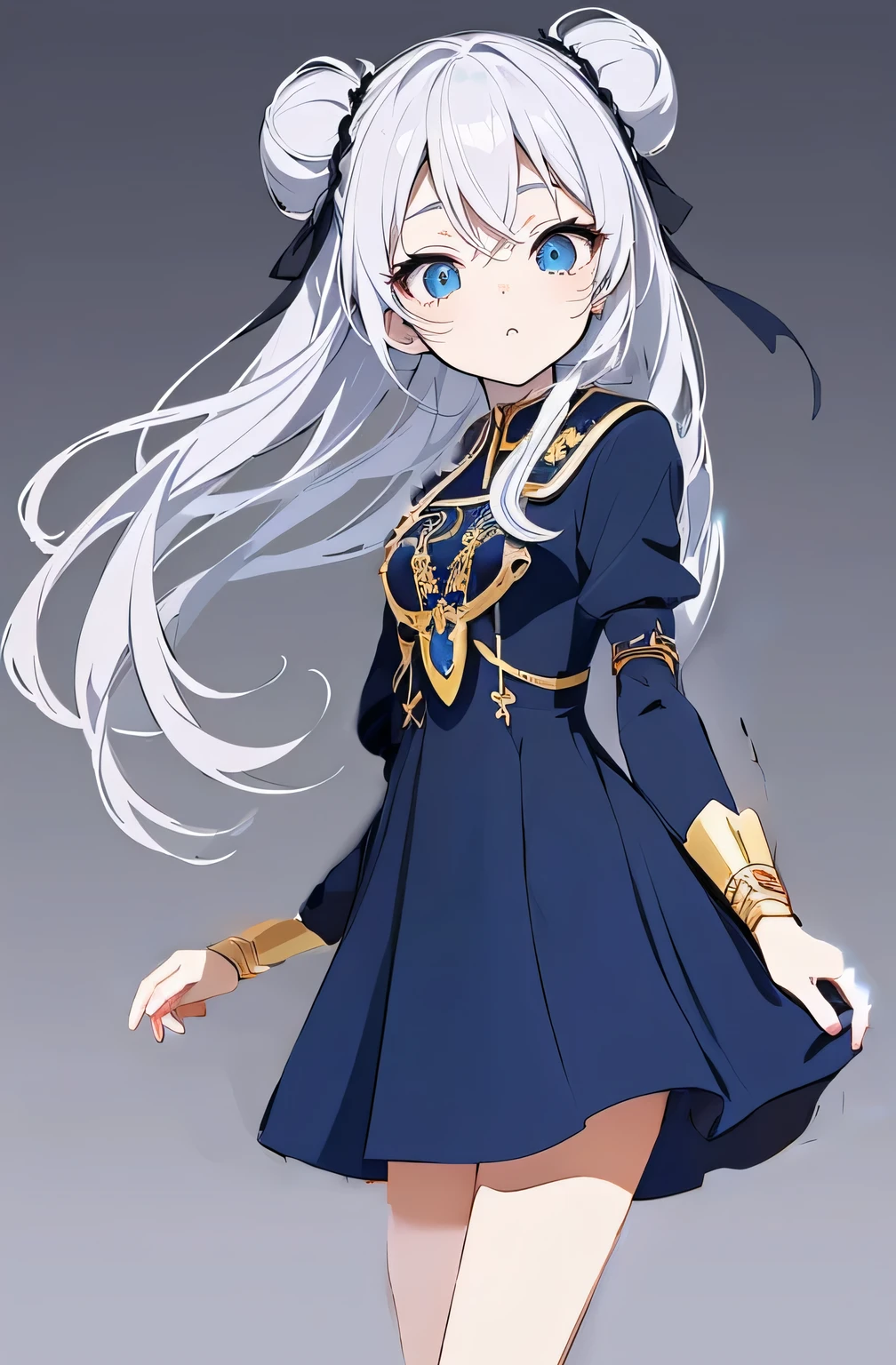 ((highest quality:1.1)), ((masterpiece)), anime sketch,colorful, Cartoon character design, 1 girl, alone, Rin々new eyes, beautiful expression, Are standing, simple lines, period drama, Forbidden City, dark blue costume, Golden Hair Ornament, Luxurious and gorgeous, sexy
