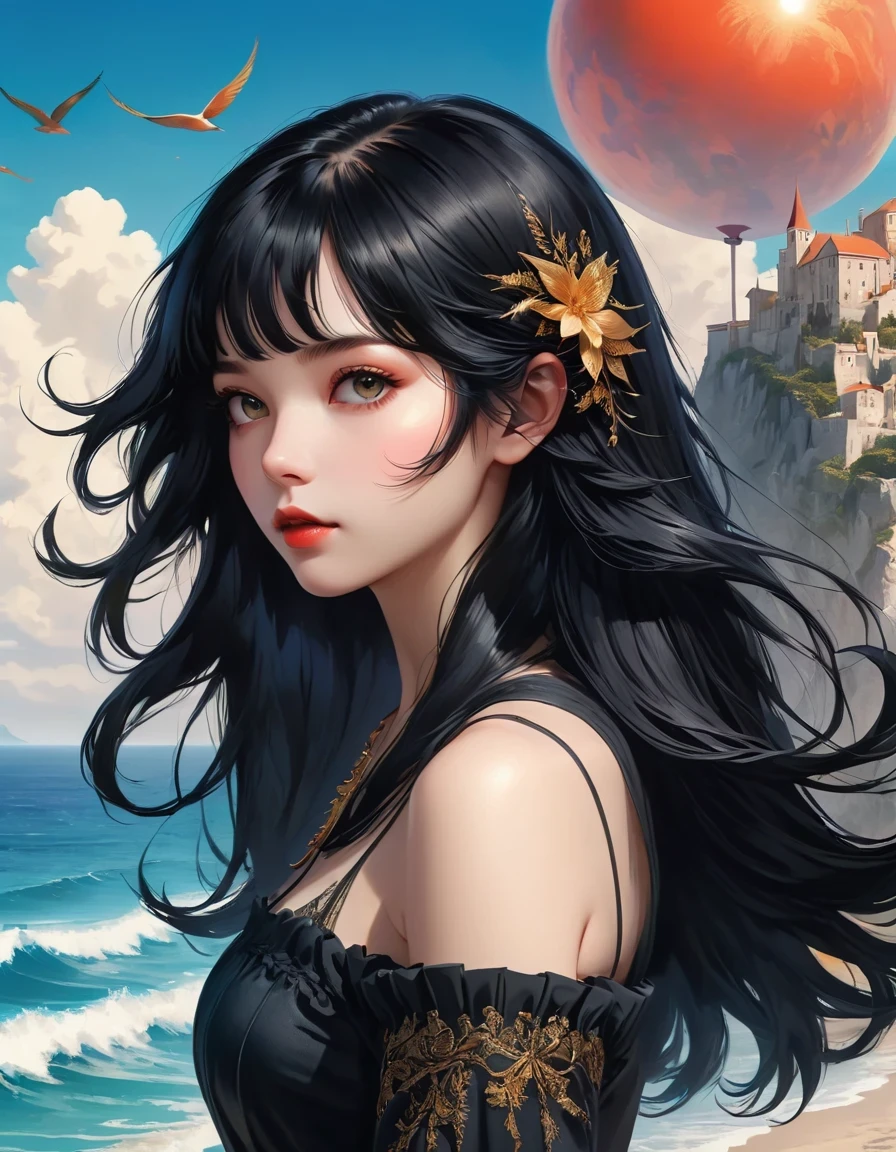 black hair, Surrealism, 8K, Super details