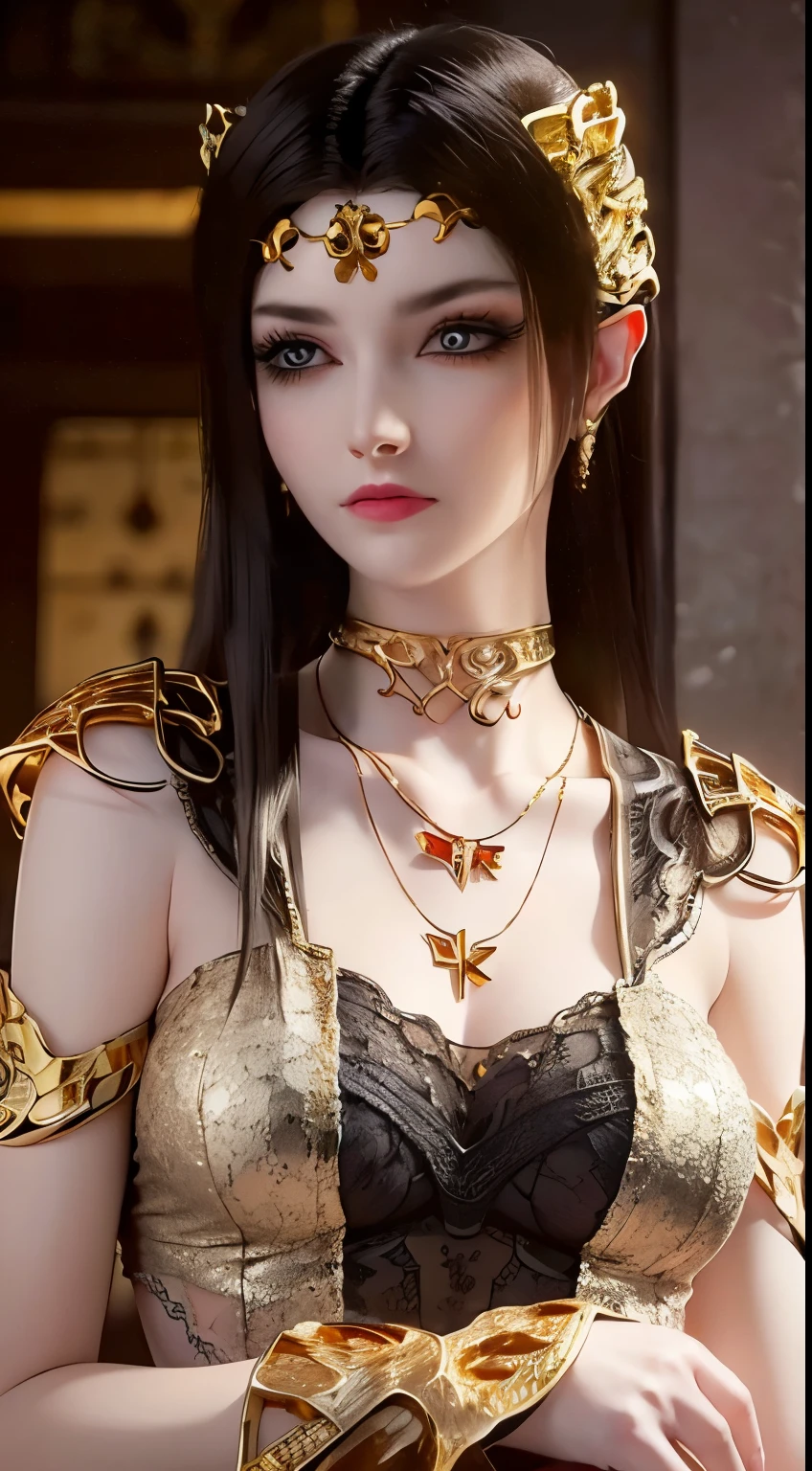 Very beautiful Queen Medusa with big red eyes, Sharp eye makeup, Delicate eyelash makeup, Thin eyebrows, High nose, Nice red lips, no smile, pursed lips, rosycheeks, Breast augmentation, Wide breasts, Big breasts, gigantic cleavage breasts, Slim waist,Naked top to bottom ,There no concealment,AI models,The colors are vivid and true to life, RAW photos, Realistic photos, ultra high quality 8k surreal photos, Cool photos, (Virtual light effects: 1.8), 10x pixel, Magic effectackground): 1.8), Super detailed eyes, Beautiful girl body portrait, Girl Alone, ancient hanfu background, head straight-looking at viewer, Wide original photo, 8K quality, Super sharp, Detailed and clear pictures are best, Detailed light background, naked body without clothes fully naked big breasts,