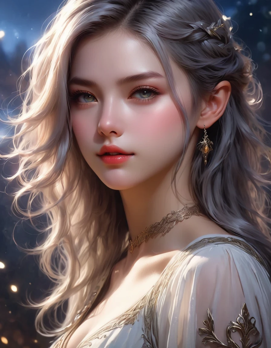 (Extremely detailed CG unified 8k wallpaper, masterpiece, best quality, Super detailed), (best lighting, best shadow, extremely delicate and beautiful), a cool one, Dynamic, and original young girl characters. (Dynamic pose) and silver (Elf hair cut: 1.3) Reflects light beautifully.