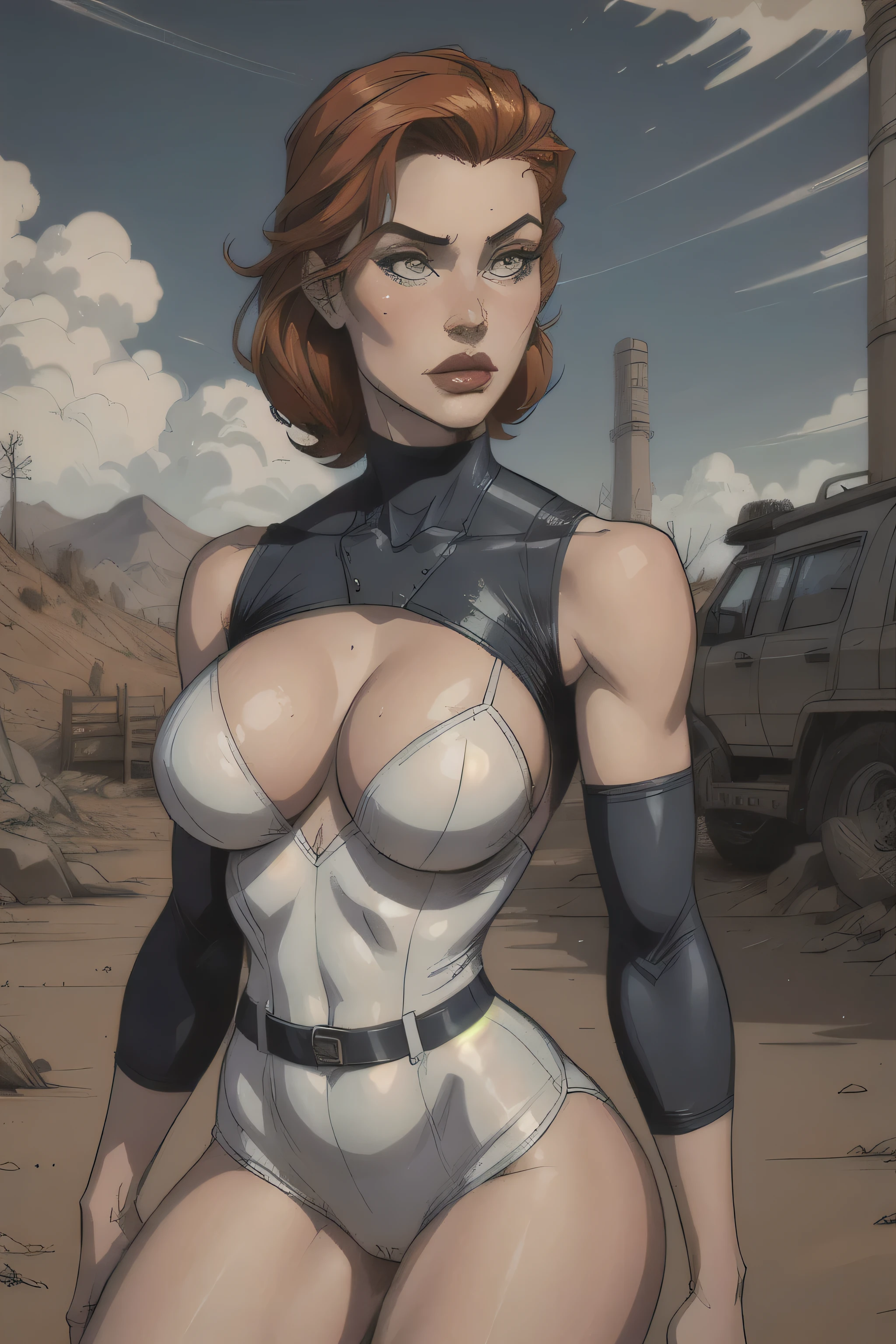 Garota , 20 anos , ruiva usando roupa do valt 33 fallout