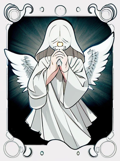 An angelic monster with a covered appearance that manipulates floating eyes Corrupted by darkness