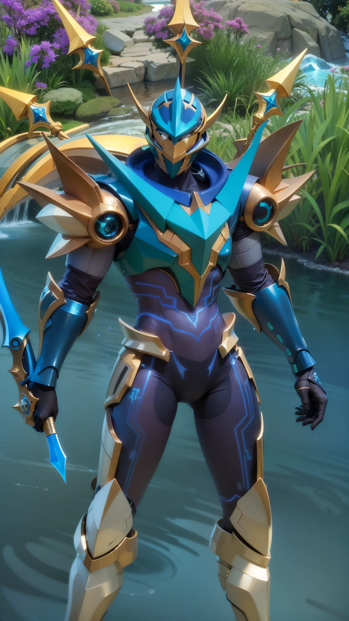 a close up of a person in a costume with a sword, sliver ice color reflected armor, draconic looking armor, energetic varia suit, cyber fight armor, intricate assasin mecha armor, tane skin, epic paladin armor, chrome outfit, water armor, shiny hi tech armor, clothed in ethereal battle armor, scarab reploid, shiny armor, 8k, ultra hd, ultra detailed texture, hyper realistic, masterpiece, detailed texture, detailed face, detailed skin, detailed lighting, (photorealistic:1.5), best quality, beautiful lighting, cinematic lighting, professional lighting, ultra highres, realistic, high quality, (realskin:1.5), extremely detailed, finely detail, ultra-detailed
