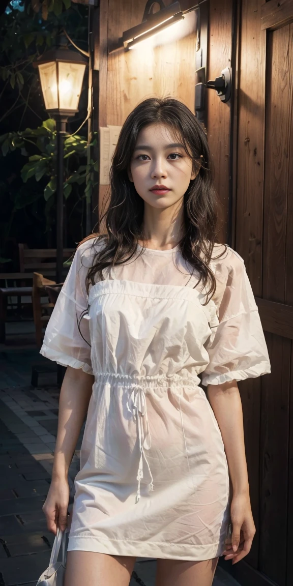 A beautiful woman,woman stands outside, sparkling skin, Ultimate luxury, Reflecting the rain, (standing outside in open next to street light)), the most beautiful woman on earth, (Her hair is long, She shines with natural radiance, radiant skin) , Stylish hairstyle, (Complex summer dress、pattern、hollow、lace、colorful), An amazing woman, Perfect body,Medium breasts,thin waist,long legs,Her skin was wet, (Super fine节的夏装, fabric, (backlight)), (highest quality fabric texture), membranous, (surreal , Rainy days, atmosphere ,Soft accent light, Gorgeous Rembrandt style lighting, (Rembrandt Patch)), (highest quality wet fabric texture), matte dress fabrics, Her wet hair, surreal, Decorated with long eyelashes, The color of fireflies, A world of passion. meticulous,(fine grained), (最高細節肌膚紋理桃絨毛耳垂lifelike, water droplets) ○○ res – 超high resolution , The texture is very high (Water highlight resolution), lifelike的 hands and fingers – (lifelike美丽 4k) , 8K,Extreme details, close, She looks at the camera, tease, Her perfectly sculpted lips, lifelike, Highly realistic and natural lips. she is a, Vermeer, a work of art, Tempting. pamper.Solo woman, (highest quality fabric texture), Light-colored hair, every detail,Exquisite facial features, Masterpiece – Masterpiece ○○ Quality – (best quality) ,Leica film, High quality ○○ detailed – ○○ super detailed(Super fine ), lifelike的, Very detailed(Very detailed) , meticulous, (最高细节water dropletslifelike)○○ 解析度 – ○○ 解析度超high resolution(high resolution)