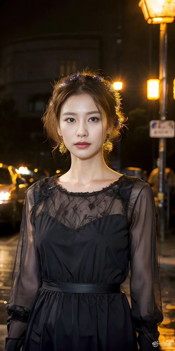 A beautiful woman,woman stands outside, sparkling skin, Ultimate luxury, Reflecting the rain, (standing outside in open next to street light)), the most beautiful woman on earth, (Her hair is long, She shines with natural radiance, radiant skin) , Stylish hairstyle, (Complex summer dress、pattern、hollow、lace、random color), An amazing woman, Perfect body,Medium breasts,thin waist,long legs,Her skin was wet, (Super fine节的夏装, fabric, (backlight)), (highest quality fabric texture), membranous, (surreal , Rainy days, atmosphere ,Soft accent light, Gorgeous Rembrandt style lighting, (Rembrandt Patch)), (highest quality wet fabric texture), matte dress fabrics, Her wet hair, surreal, Decorated with long eyelashes, The color of fireflies, A world of passion. meticulous,(fine grained), (最高細節肌膚紋理桃絨毛耳垂lifelike, water droplets) ○○ res – 超high resolution , The texture is very high (Water highlight resolution), lifelike的 hands and fingers – (lifelike美丽 4k) , 8K,Extreme details, close, She looks at the camera, tease, Her perfectly sculpted lips, lifelike, Highly realistic and natural lips. she is a, Vermeer, a work of art, Tempting. pamper.Solo woman, (highest quality fabric texture), Light-colored hair, every detail,Exquisite facial features, Masterpiece – Masterpiece ○○ Quality – (best quality) ,Leica film, High quality ○○ detailed – ○○ super detailed(Super fine ), lifelike的, Very detailed(Very detailed) , meticulous, (最高细节water dropletslifelike)○○ 解析度 – ○○ 解析度超high resolution(high resolution)