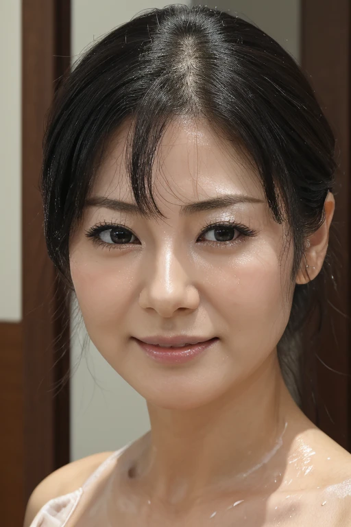 beautiful japanese actress,(photo realistic:1.4), (hyper realistic:1.4), (realistic:1.3),very detailed, edge orgasm,((face Focus)), woman with open mouth and closed eyes , edgy woman _face、35 years old、black haired、 news anchor、Very small toilet,((Sweat)),((skin shining with Sweat))((Clabrasion glistening with Sweat,face shining with Sweat)),（(Sweaty skin))((Sweaty skin)),Entrance to the house、In front of the entrance、in front of the shoe box、sleeveless,tied hair、teacher,((wet filter))((To do)) ((オイリーで輝くfaceの肌))