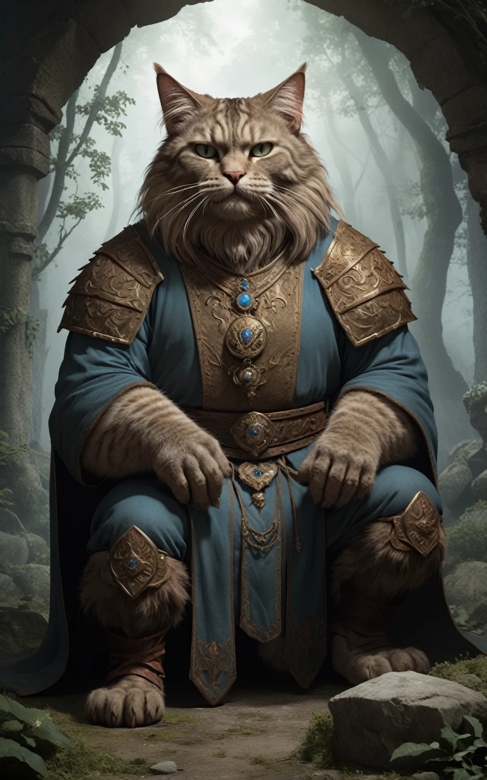 Art of Cot Bayun is a character from Russian fairy tales, a huge ogre cat with a magisch voice.
ðŸ ˆâ€ â¬› He speaks and lulls the approaching travelers and those among them with his stories, die nicht genug Kraft haben, seiner Magie zu widerstehen und die sich nicht auf den Kampf mit ihm vorbereitet haben., the magic cat kills mercilessly. Aber wer die Katze bekommt, will find salvation from all diseases and suffering - Bayun&#39;s stories are healing. . Herrlich, himmlisch, Ethereal, malerisch, Epos, Majestic, magisch, Fantasy-Kunst, Deckblattkunst, dreamy