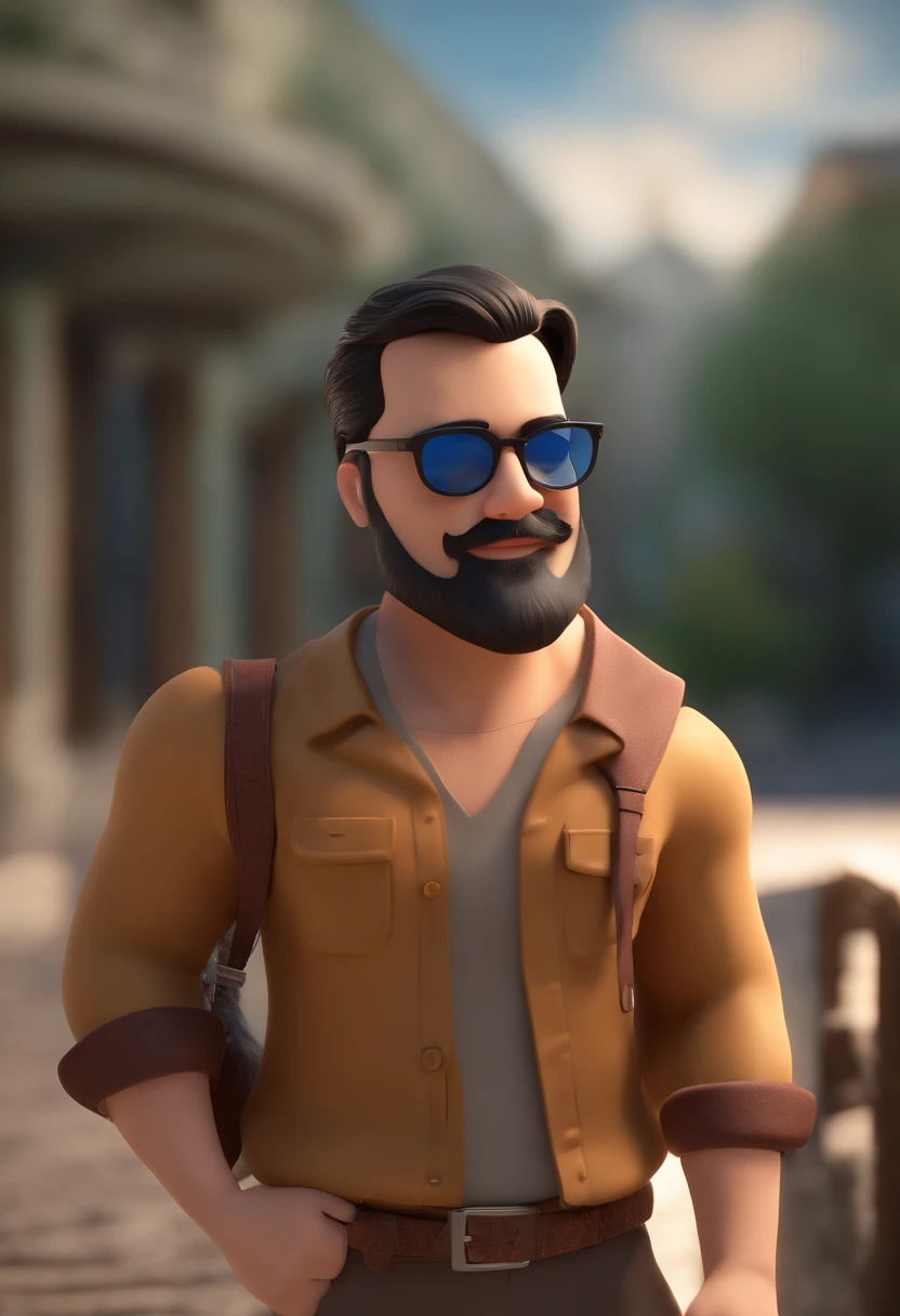 Personaje de dibujos animados de un hombre con gafas negras y camisa azul, animation character, personaje estilizado, animation style rendering, 3D estilizado, Arnold Maya renderizado, Render 3D estilizado, Toon render keyshot, Personaje 3D, Personaje 3D, Stylized 3D rendering, renderizado de personajes 3d, personaje animado, Close-up character, Pose del personaje, (Estilo Pixar) (parte maestra:1.2) (bokeh) (Mejor calidad) (piel detallada) (textura detallada) (8K) (arcilla) (cinematic lighting) (sharp focus