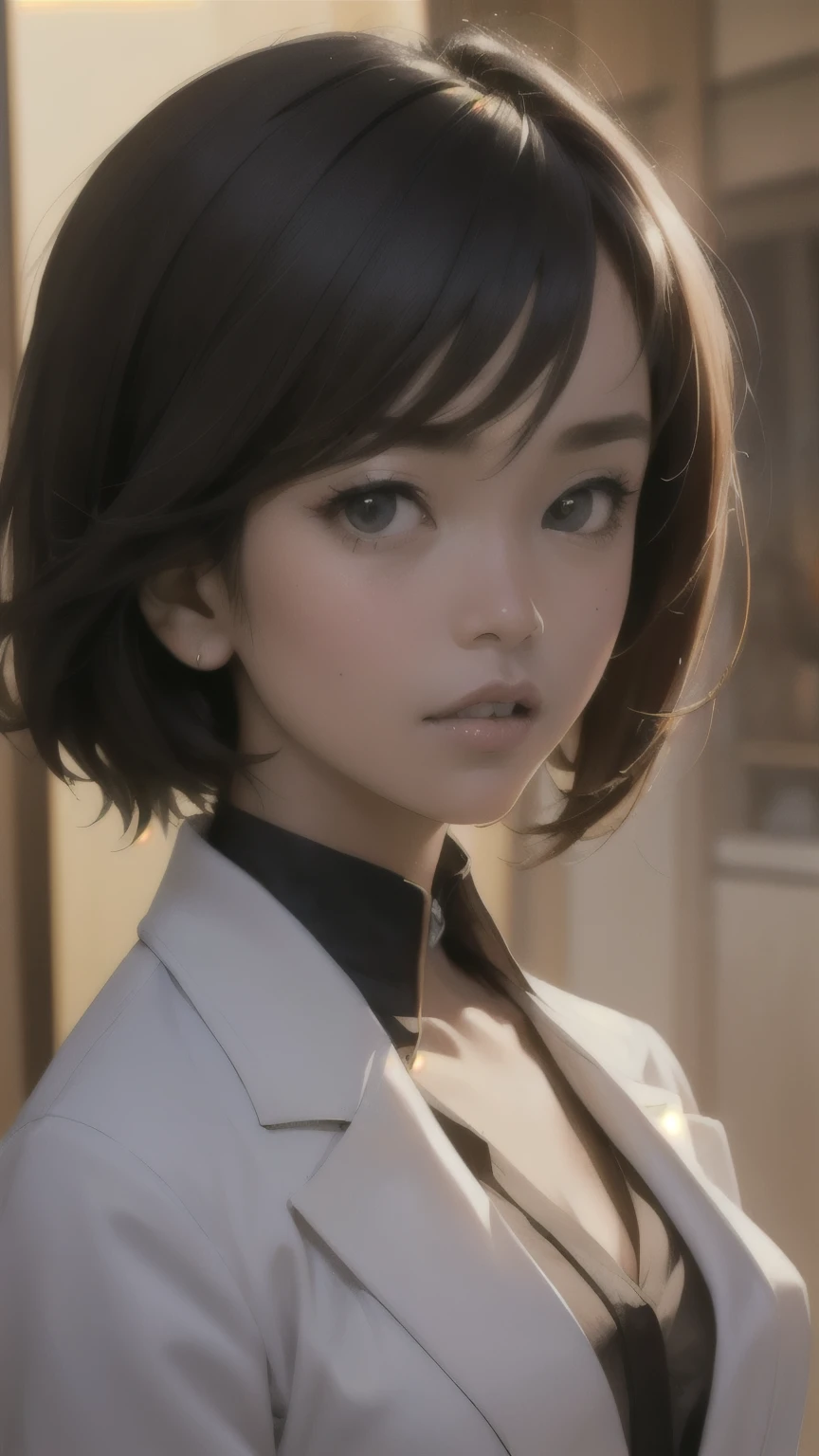 kurisu makise steins gate anime, atmospheric, elegant portrait, super highly detailed, professional digital painting, artstation, concept art, 8k, art by wlop, artgerm and alphonse mucha and eiichiro oda shinkai makoto vibrant Studio ghibli kyoto animation hideaki anno Sakimichan Stanley Artgerm Lau Rossdraws James Jean Marc Simonetti, fashion,(business suit),