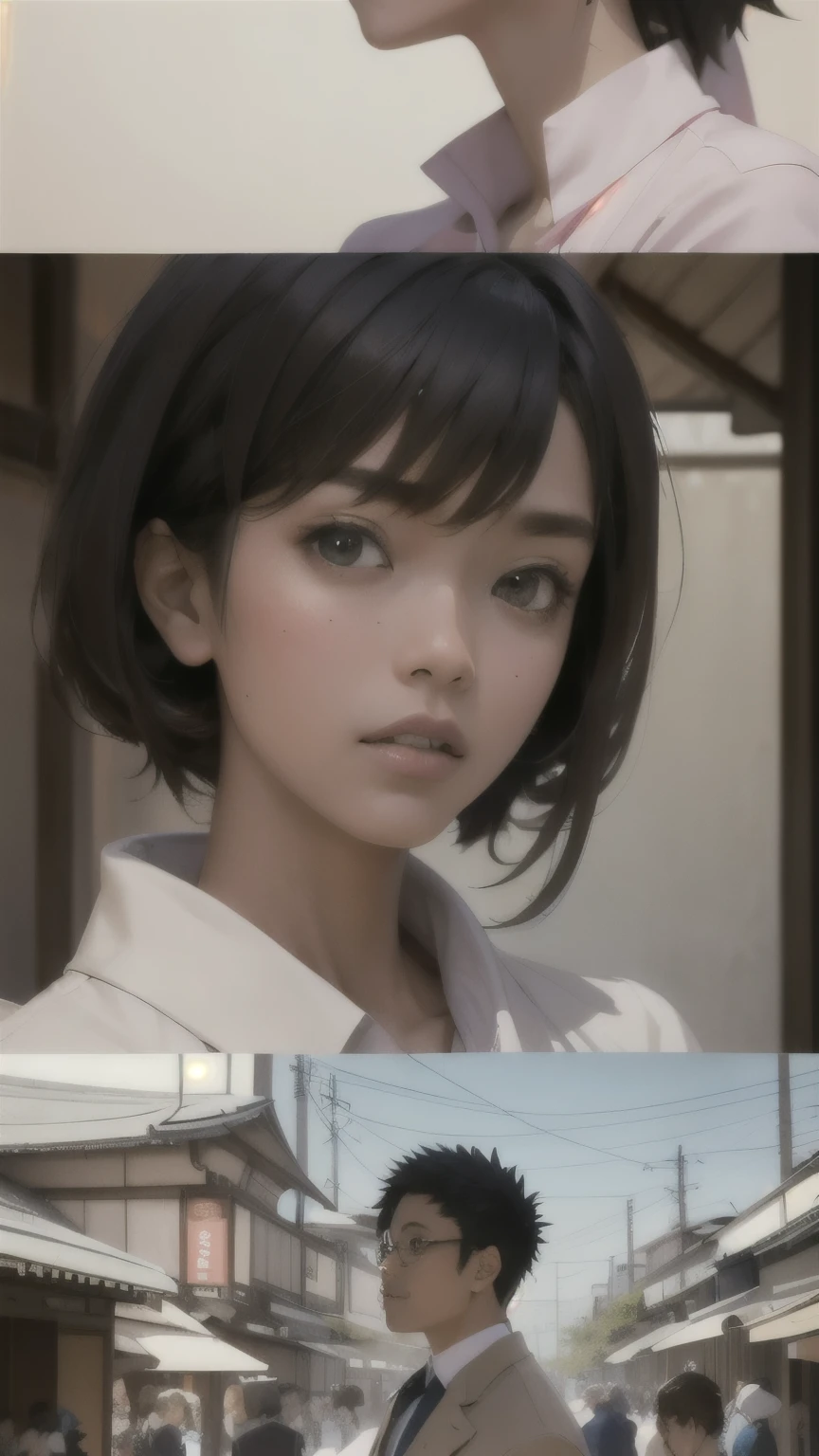 kurisu makise steins gate anime, atmospheric, elegant portrait, super highly detailed, professional digital painting, artstation, concept art, 8k, art by wlop, artgerm and alphonse mucha and eiichiro oda shinkai makoto vibrant Studio ghibli kyoto animation hideaki anno Sakimichan Stanley Artgerm Lau Rossdraws James Jean Marc Simonetti, fashion,(business suit),