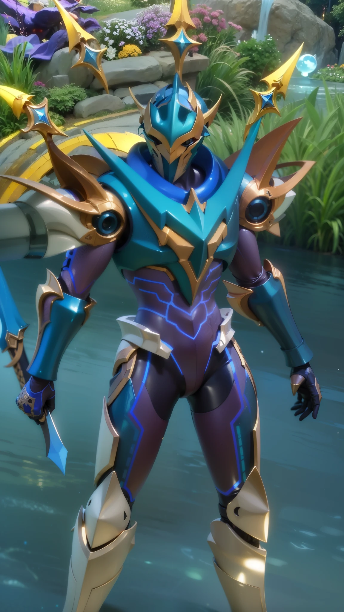 a close up of a person in a costume with a sword, sliver ice color reflected armor, draconic looking armor, energetic varia suit, cyber fight armor, intricate assasin mecha armor, tane skin, epic paladin armor, chrome outfit, water armor, shiny hi tech armor, clothed in ethereal battle armor, scarab reploid, shiny armor, 8k, ultra hd, ultra detailed texture, hyper realistic, masterpiece, detailed texture, detailed face, detailed skin, detailed lighting, (photorealistic:1.5), best quality, beautiful lighting, cinematic lighting, professional lighting, ultra highres, realistic, high quality, (realskin:1.5), extremely detailed, finely detail, ultra-detailed
