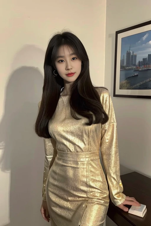 high resolution, 完美肌肤的韩国major办公室女士的真实肖像，business suit，Women's set，standing posture，upper part of body，working women，Show confidence and maturity, Surrounded by a modern corporate environment, Vibrant, naturally lit highlights. The artwork should emphasize her graceful facial features, including charming long eyes, 飘动的睫毛和Tempting嘴唇. 场景应增强major性和视觉吸引力的元素，For example, Stylish desk, mainframe computer, high resolutionolution display, And complex stationery. The overall tone should be warm、major, Has a soft and natural color palette. 艺术品应该散发出major感, success, and cultural pride，(Super fine节的夏装, fabric, (backlight)), (highest quality fabric texture), membranous, (surreal , Rainy days, atmosphere ,Soft accent light, Gorgeous Rembrandt style lighting, (Rembrandt Patch)), (highest quality wet fabric texture), matte dress fabrics, Her wet hair, surreal, Decorated with long eyelashes, The color of fireflies, A world of passion. meticulous,(fine grained), (最高細節肌膚紋理桃絨毛耳垂lifelike, water droplets) ○○ res – 超high resolution , The texture is very high (Water highlight resolution), lifelike的 hands and fingers – (lifelike美丽 4k) , 8K,Extreme details, close, She looks at the camera, tease, Her perfectly sculpted lips, lifelike, Highly realistic and natural lips. she is a, Vermeer, a work of art, Tempting. pamper.Solo woman, (highest quality fabric texture), Light-colored hair, every detail,Exquisite facial features, Masterpiece – Masterpiece ○○ Quality – (best quality) ,Leica film, High quality ○○ detailed – ○○ super detailed(Super fine ), lifelike的, Very detailed(Very detailed) , meticulous, (最高细节water dropletslifelike)○○ 解析度 – ○○ 解析度超high resolution(high resolution)