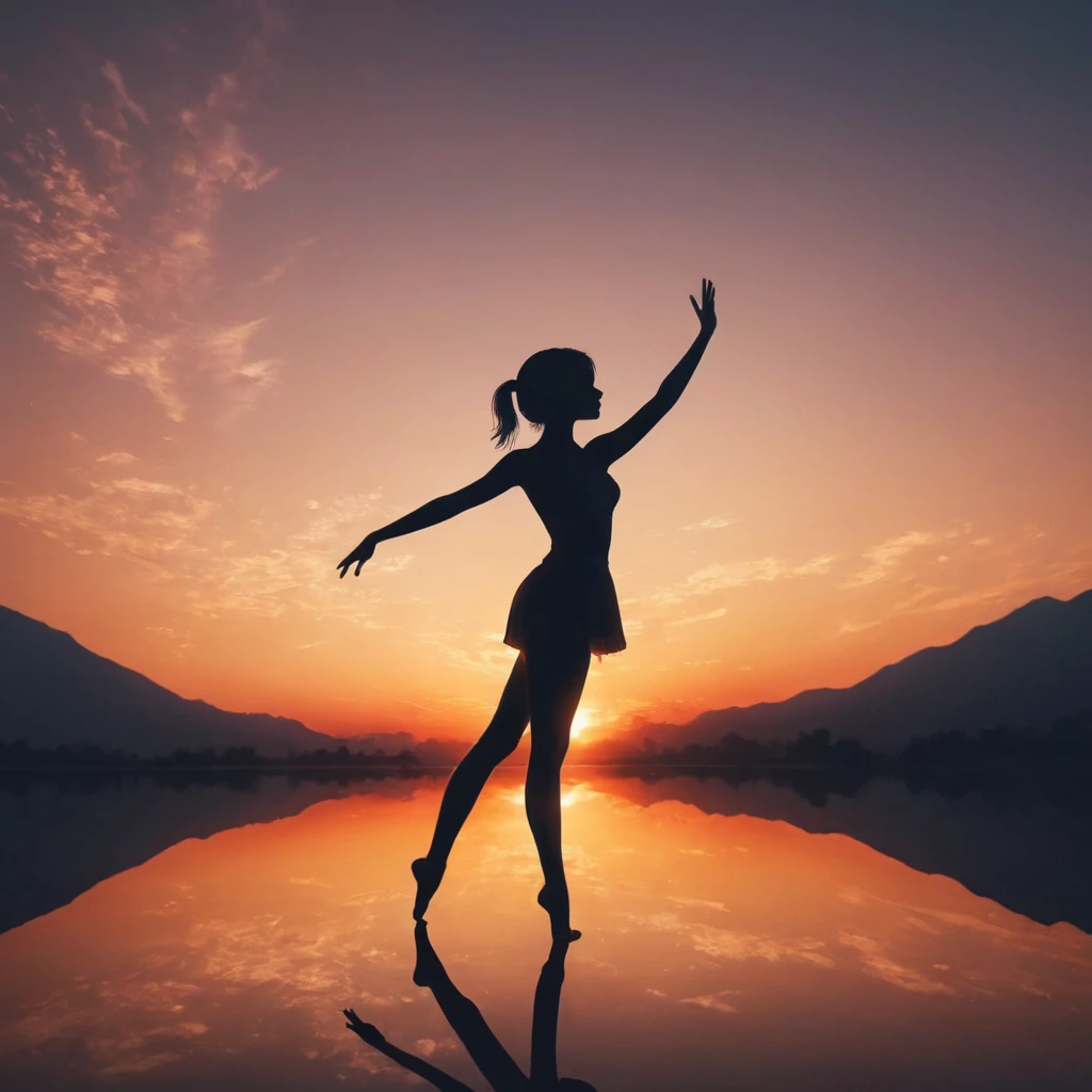 (masterpiece, best quality:1.2), 1girl, solo,standing_split, 
Silhouette Art of 1girl, multiple exposure, sunset, enhance, intricate, (best quality, masterpiece, Representative work, official art, Professional, unity 8k wallpaper:1.3)