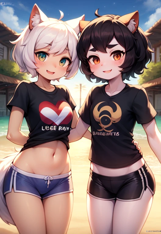 peludo, Pelo branco, ultra cute face, elementos vermelhos na pele, camiseta brilhante, lindas luzes e sombras, luz ambiente, pele ultra detalhada, volumetric light, roupas de femboy
