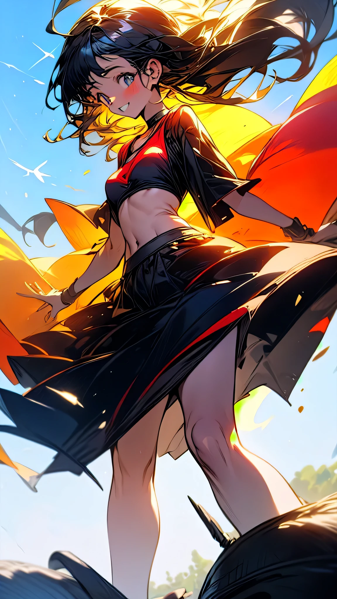 score_9, score_8_up, score_7_up, score_6_up, ((best quality,4k, highres,masterpiece)), 1girl, "The high-quality painting depicts a girl in a bikini standing near a tuned car. Her slender figure and graceful forms are perfectly combined with the bright colors of the car and the bright colors of the surrounding nature. A smile plays in her gaze and her hair sways lightly in the wind, creating an atmosphere of summer fun and freedom. The background is drenched in bright sunlight, which gives the picture dynamics and liveliness. Every detail, be it the smallest reflections on the car body or the shimmer of sunlight on the girl's skin, is worked out with a high degree of detail, ensuring high quality of the image. This work of art immerses the viewer in a world of beauty and adrenaline, where the quality of the image captures you and transports you into the atmosphere of an exciting automotive adventure."