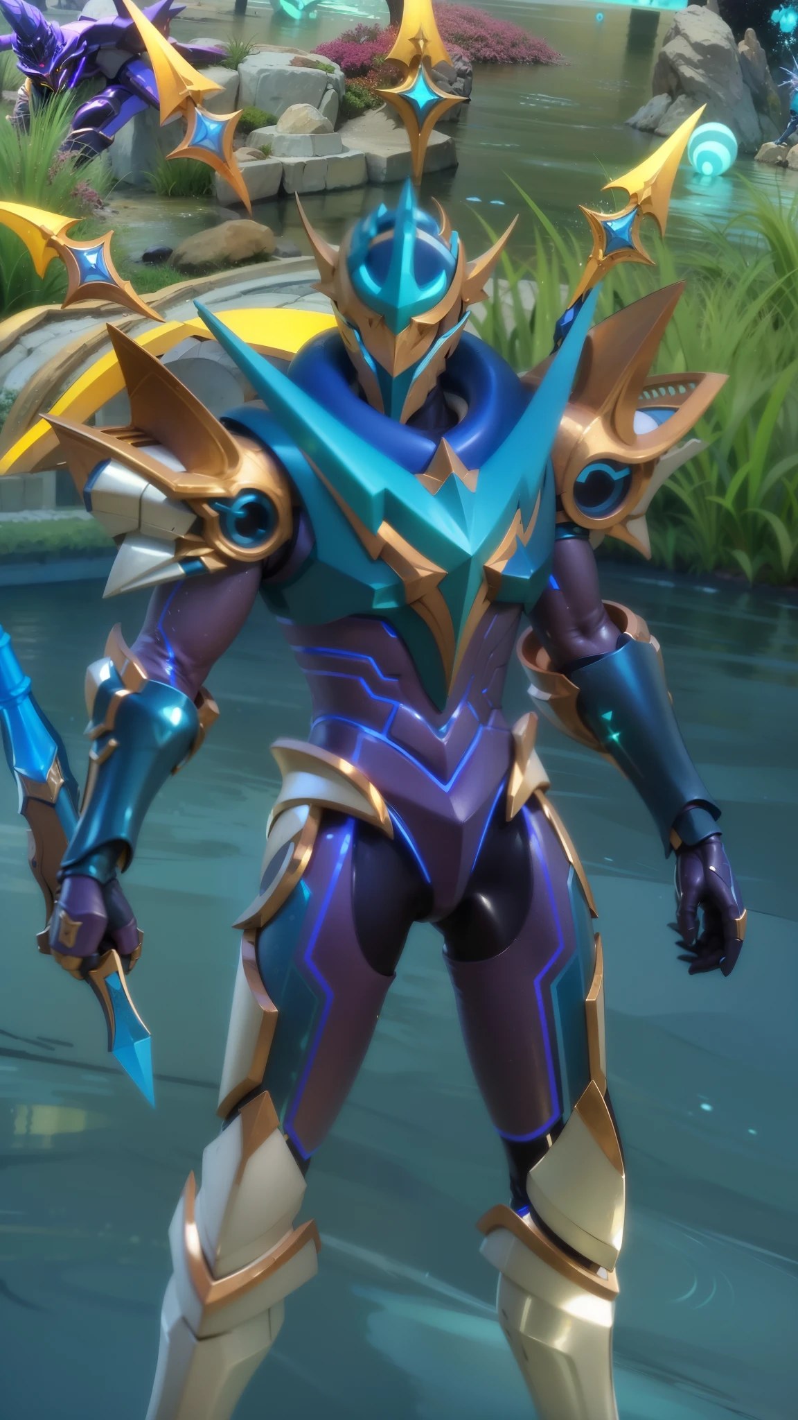 a close up of a person in a costume with a sword, sliver ice color reflected armor, draconic looking armor, energetic varia suit, cyber fight armor, intricate assasin mecha armor, tane skin, epic paladin armor, chrome outfit, water armor, shiny hi tech armor, clothed in ethereal battle armor, scarab reploid, shiny armor, 8k, ultra hd, ultra detailed texture, hyper realistic, masterpiece, detailed texture, detailed face, detailed skin, detailed lighting, (photorealistic:1.5), best quality, beautiful lighting, cinematic lighting, professional lighting, ultra highres, realistic, high quality, (realskin:1.5), extremely detailed, finely detail, ultra-detailed