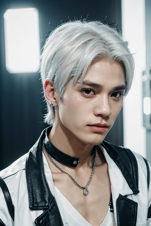Icon do idol de kpop Taeyong do NCT com white hair realista