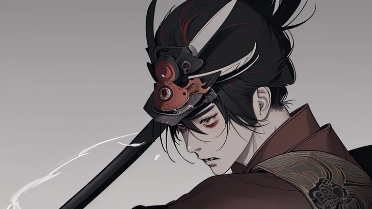 (best quality,4k,8k,highres,masterpiece:1.2),ultra-detailed,(realistic,photorealistic,photo-realistic:1.37),Japanese samurai battle stance,samurai,katana,warrior,courageous,strong,stoic face,detailed armor,ornate helmet,wisdom,bravery,fierce determination,ancient warrior,traditional clothing,noble,samurai spirit,sword fighting,ancient Japan,warrior code,honor,resolute,focused,intense gaze,skilled in martial arts,battlefield,menacing presence,sharp katana blade,bloody battleground,mist of war,aura of power,andrenaline rush,powerful strikes,strategic movements,deadly precision,fighting with grace,spiritual connection with nature,vivid colors,contrasting lights and shadows,inky black background,traditional Japanese art style,fluid brush strokes,traditional ink painting,stylized,ethereal,contrast between stillness and motion,serene yet deadly,brushwork evoking motion of the samurai's katana,traditional Japanese music in the background,classic samurai film aesthetic,cool color palette with hints of red,sense of danger and excitement,embodying the bushido way of life.
