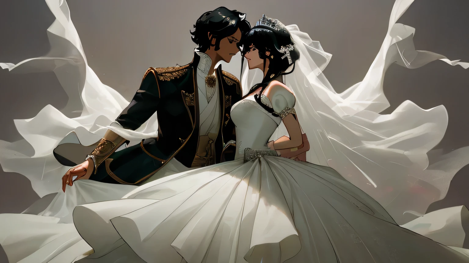 prince and princess black hair wedding
