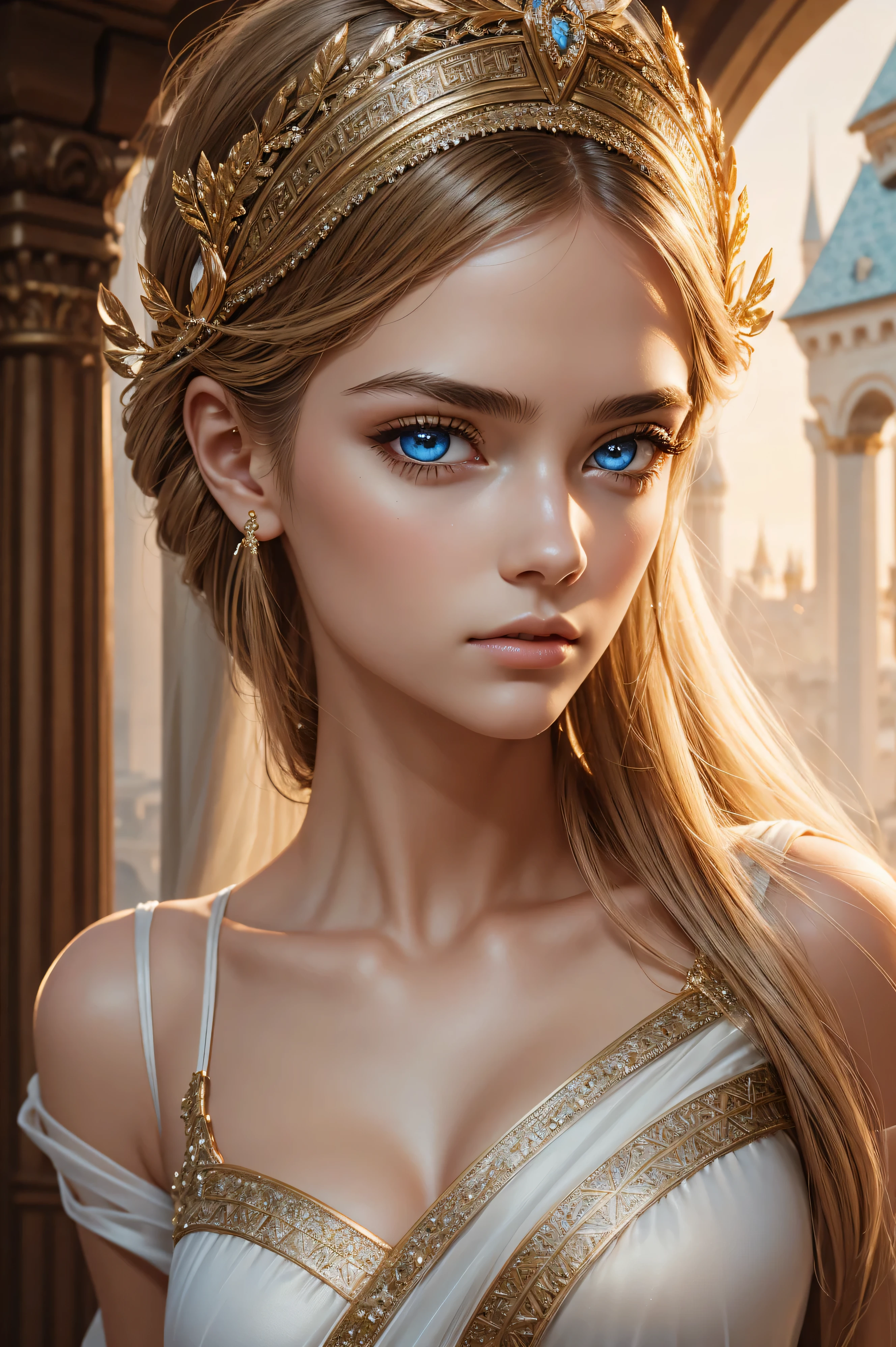 Arielle Kebbel, wearing baroque costume transparent. professionally retouched, soft lighting, realistic, smooth face, perfect eyes, sharp focus on eyes, 8 k, high definition, insanely detailed, intricate, elegant. be in the background of the Palace of Versailles.