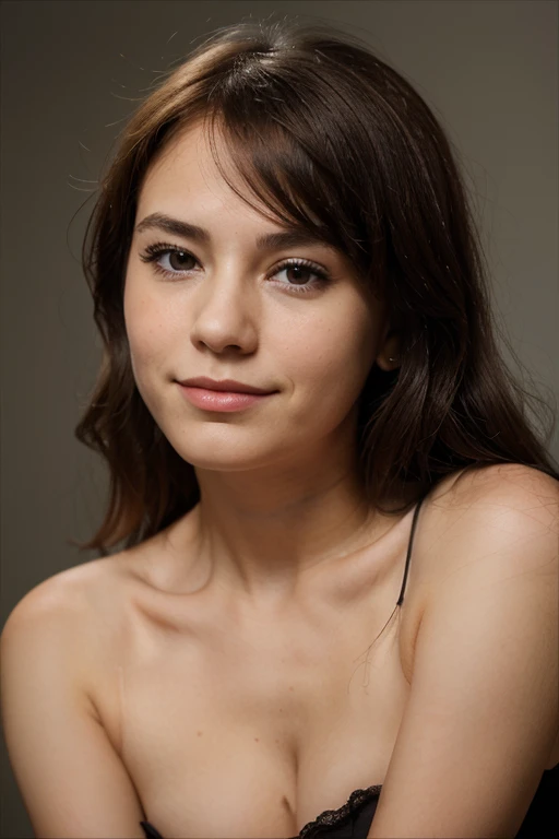 Realistic photo of a beautifulm4ry3w-v1 woman, 1girl, solo, long hair, breasts, looking at viewer, smile, bangs, brown hair, cleavage, brown eyes, medium breasts, upper body, parted lips, teeth, lips, realistic, soft lighting, professional Photography, Photorealistic, detailed, RAW, analog, sharp focus, 8k, HD, DSLR, high quality, Fujifilm XT3, film grain, award winning, masterpiece<lora:m4ry3w-v1:1.0>
