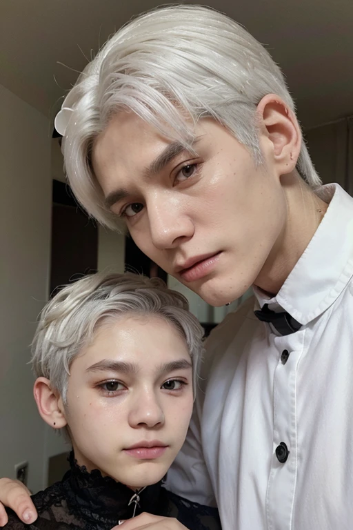 NCT white hair Taeyong&#39;s Selca with a  (filho dele)