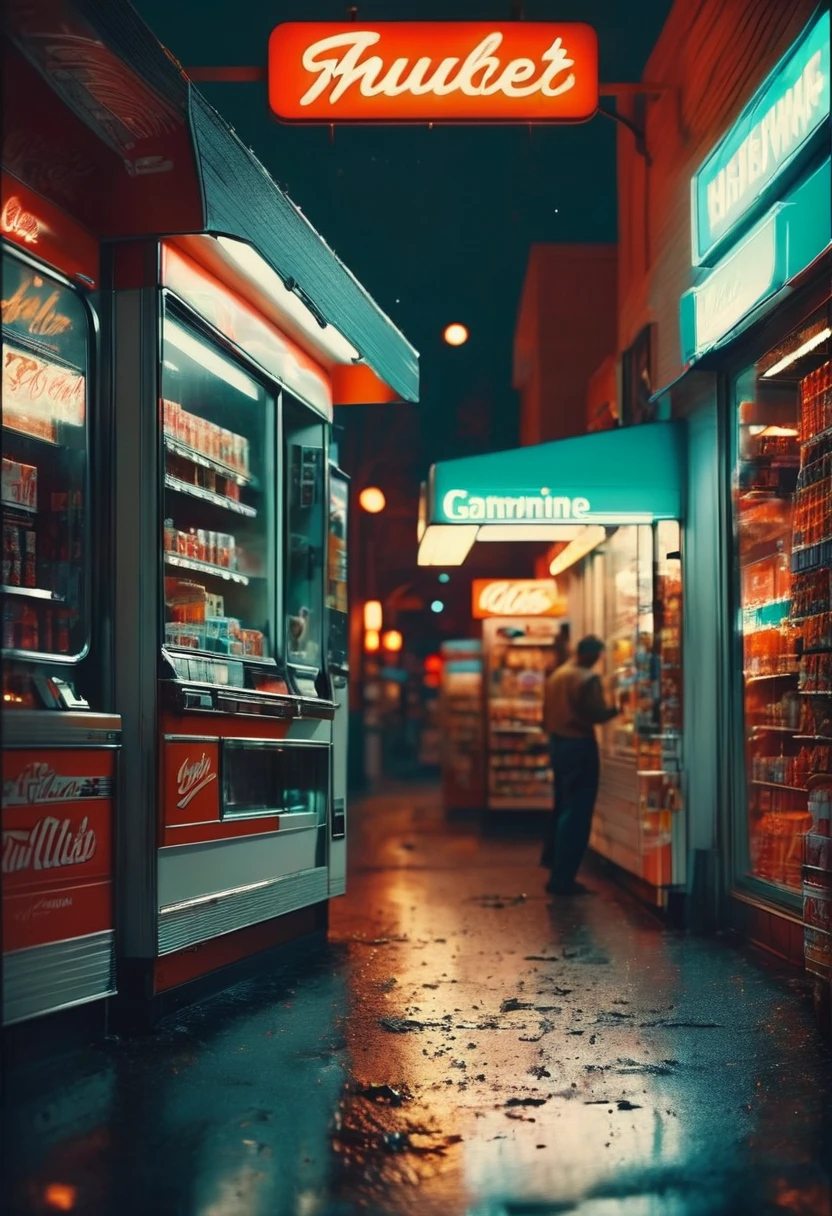 midnight convenience store, best quality, masterpiece, very aesthetic, perfect composition, intricate details, ultra-detailed, by Guy_Aroch