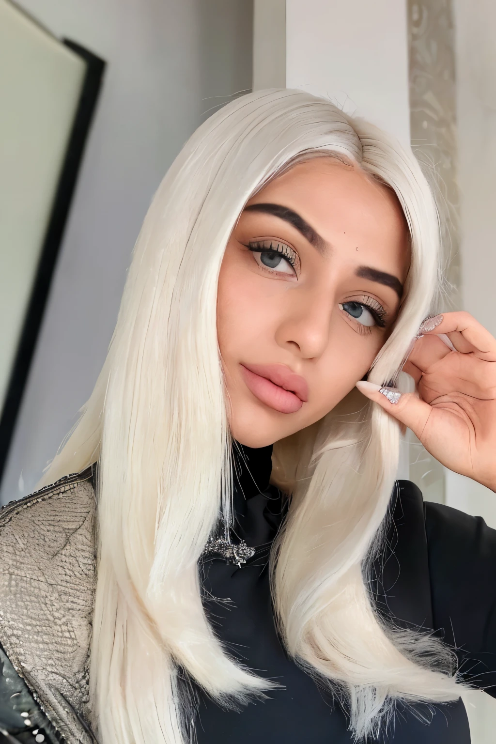 woman with platinum blonde hair dubai arab girl instagram real estate
