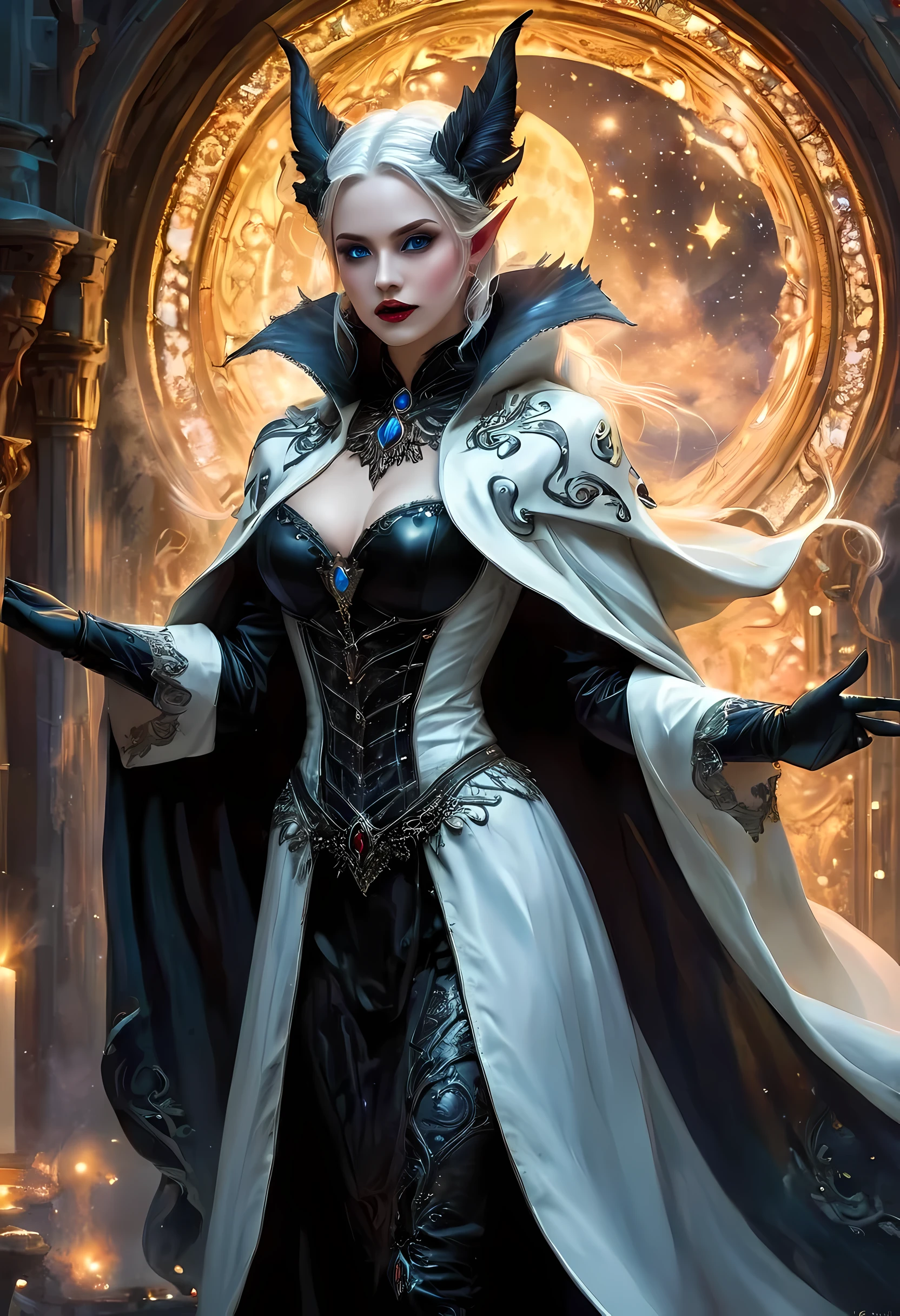 a close up of a woman witha dress, dark sorceress full view, dark sorceress fullbody pose, trendin on artstation, necromancer sorceress, dark witch character, perfect drow, human :: sorceress, alexandra fomina artstation, painted in the style arcane, nice face, pretty face,