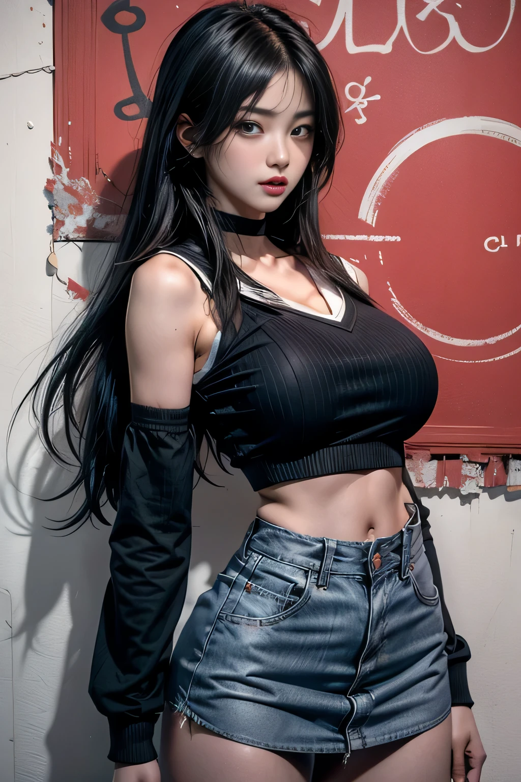 sfw, a japoneses in highschool uniform. 18 yr. oid, Black wet Hair. Survivor Horror (Fatal Frame). Shes a big . Imagem Escura. Olhos com maquiagem em tom cereja., wearing bra,((skinny waist)), young asian girl, ((big breasted)),