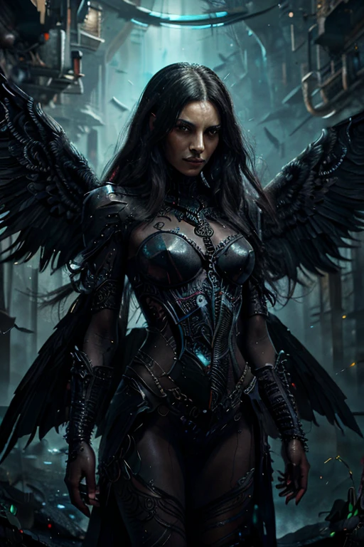 sinister black angel, gaze, dark fantasy, watercolor, drawing, digital art, pixel art, high detail, intricate details, elegant, aesthetic, lineout, mysticism, surrealism, realistic, high quality, artwork, hyperdetalization, professional, filigree, intricate details