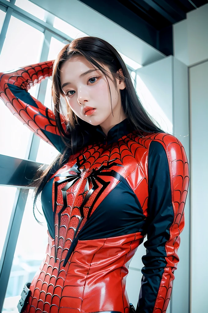 (masterpiece), best quality, perfect face,1girl, the Spiderman armor suit, 