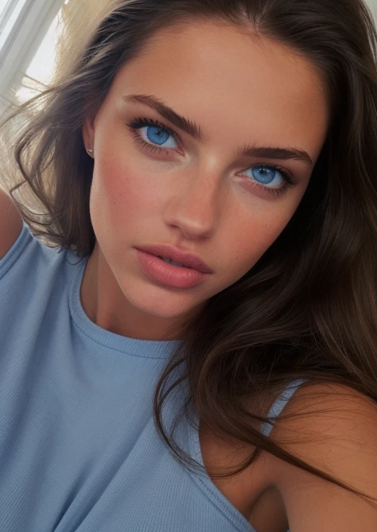 Take a selfie, taken by the famous model, Adriana Lima. Young appearance (18 years) (Blue eyes) (Reality 8k)