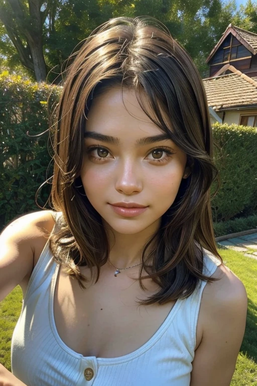 ((best quality)), ((masterpiece)), (detailed), perfect face perfect face perfect body 20 yr having fun with friends garden