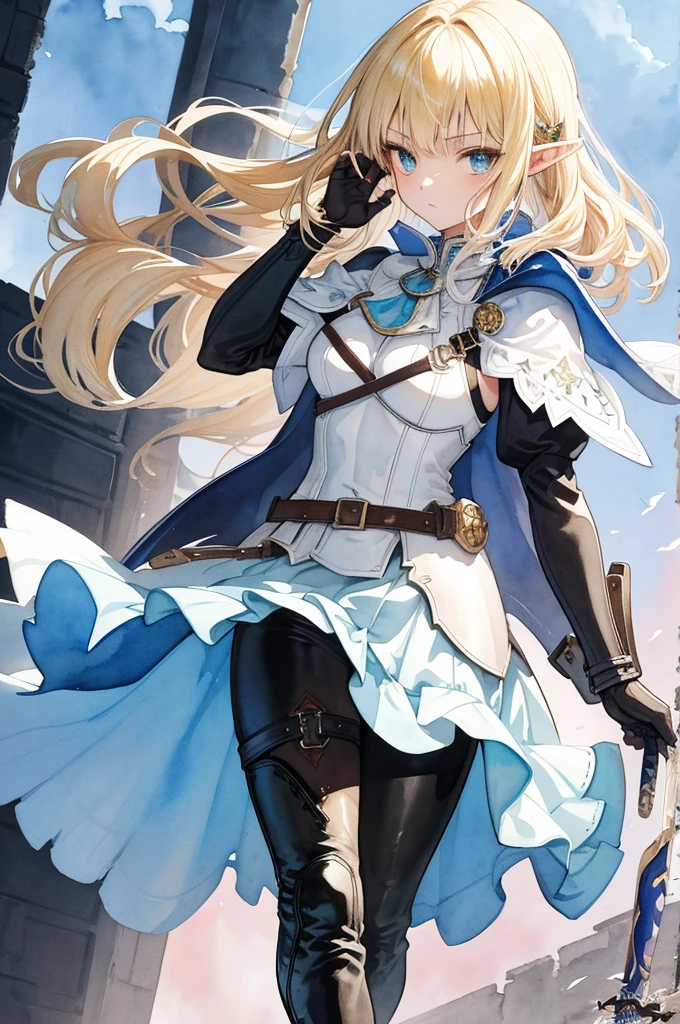 Artoria pendragon anime version and looking at the blue sky