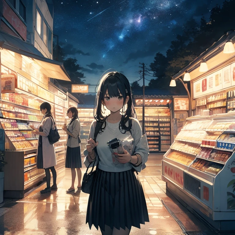 midnight convenience store, best quality, masterpiece, very aesthetic, perfect composition, intricate details, ultra-detailed