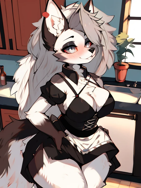 by zackary911,zackary911, wolf, anthro, giantess maid in kitchen, loona,grande,y,creciendo pecandes,