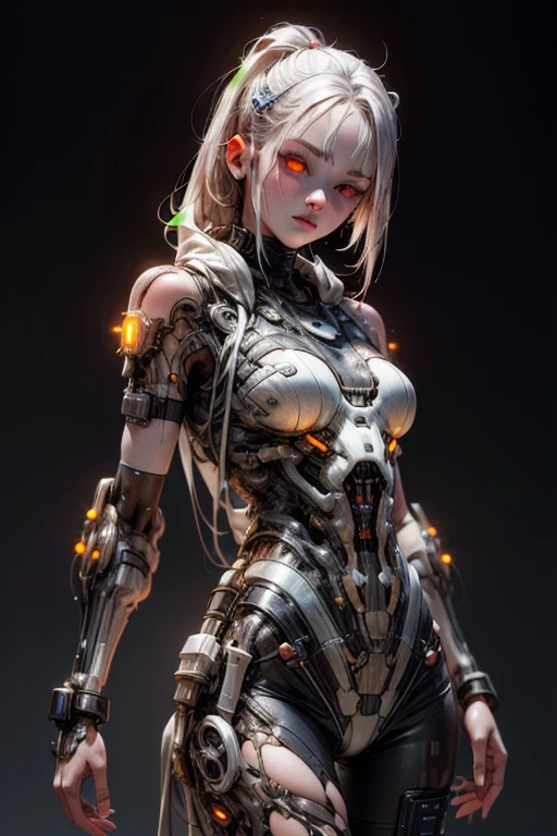 (BioPunk Girl:1.6), mullet hairstyle, (Glowing scarlet eyes:1.2), (Translucent pale skin:1.4), No humans, Beautiful eyes with fine symmetry, punk light suit, (Intricate details:1.2), (Highly detailed face and eyes:1.2), No makeup, (dark circles:1.1), midnight aura, Creation of fantasy, Thrilling color schemes, posing, (Delicate images), (Raw photo: 1.2), (Photorealistic: 1.6), (Highly detailed), (high resolution), (Best quality), (masterpiece)
