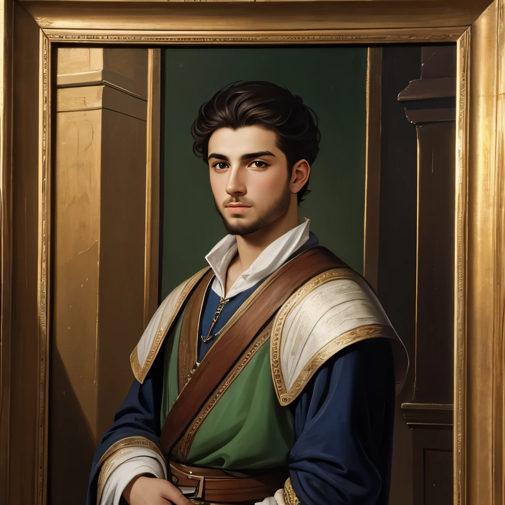 16th century painting, young greek turkish man.