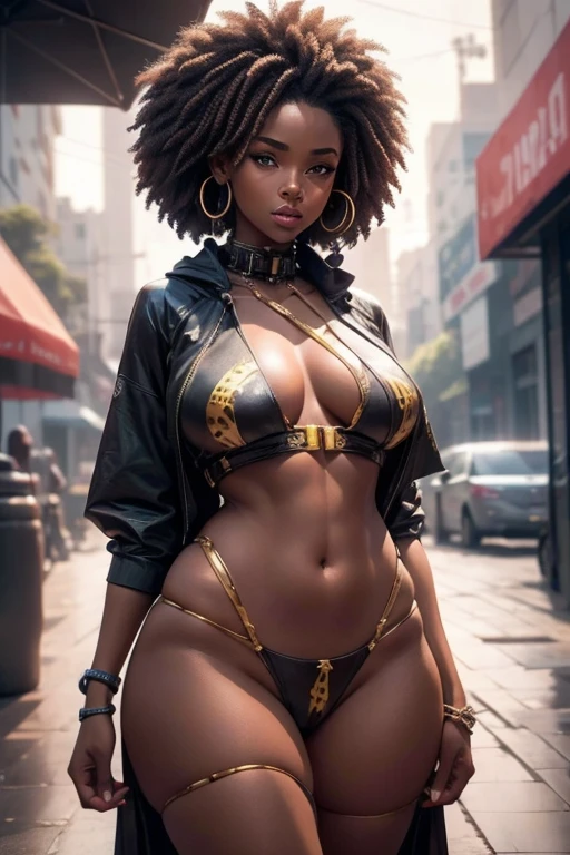 ((NSFW, 1girl africana, seios pequenos, seios bonitos, seios para baixo)), sharp focus:1.2, Stormi Maia, retrato, mulher atraente, (rosto bonito:1.1), olhos detalhados, delicious lips, delineador:1.2, cabelo luxuoso afro:1.3, perfeito seios redondos:1.0, Cyberpunk, A sidewalk in a cyber city: 1.2. night ligthning: 1,2), profundidade de campo, 4k, HDR, nu, seios pequenos, seios bonitos, seios para baixo