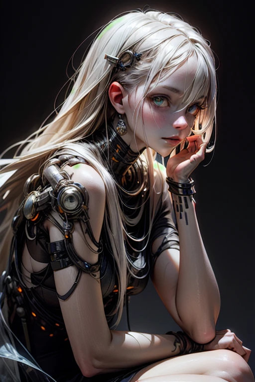 (BioPunk Girl:1.4), mullet hairstyle, (Glowing eyes:1.2), (Translucent pale skin:1.4), No humans, Beautiful eyes with fine symmetry, (Intricate details:1.2), (Highly detailed face and eyes:1.2), No makeup, (dark circles:1.1), midnight aura, Creation of fantasy, Thrilling color schemes, posing sitting for a photo, side view, (Delicate images), (Raw photo: 1.2), (Photorealistic: 1.6), (Highly detailed), (high resolution), (Best quality), (masterpiece)
