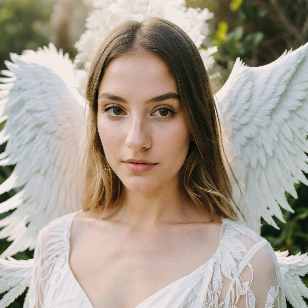 (best quality, masterpiece:1.2), (artwork), (detailed), angelic woman, perfect appearance, angelic appearance, with cherub wings, angelic clothes, with glowing halo, wonderful face, peaceful gaze, soft gaze, full image