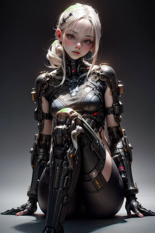 (BioPunk Girl:1.4), mullet hairstyle, (Translucent pale skin:1.4), No humans, Beautiful eyes with fine symmetry, punk light suit, (Intricate details:1.2), (Highly detailed face and eyes:1.2), No makeup, (dark circles:1.1), midnight aura, Creation of fantasy, Thrilling color schemes, posing sitting for a photo, (Delicate images), (Raw photo: 1.2), (Photorealistic: 1.6), (Highly detailed), (high resolution), (Best quality), (masterpiece)
