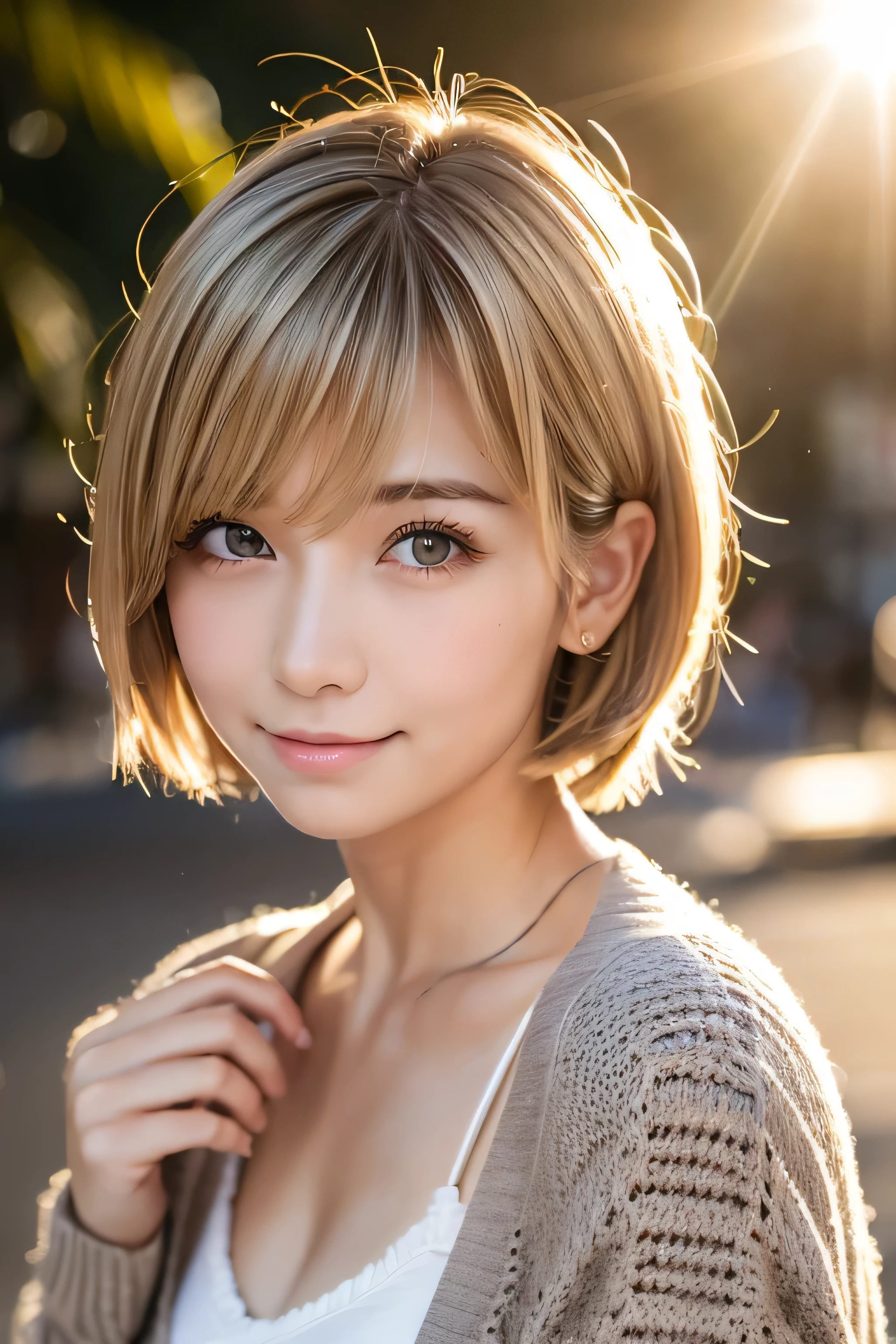 ((No makeup、close your mouth:1.2))、(realistic、Photoreal、super detailed、best detailed skins、highest quality、masterpiece、超A high resolution)、cute russian woman、、high school girl、young girl、1 girl、have bangs、ash blonde:1.7、double eyelid、drooling eyes、Japanese style face、purity、double teeth、realistic skin type、(I cut my hair short、Shaggy cut cardigan that bounces outwards:1.2).fluffy hair、red cheeks、Lighting from behind、I went to the beach in the middle of winter lol Waikiki Beach in Hawaii、In a gingham checked bikini、With a smile、((Lens flare:1.3))、Because I come from a snowy country、It's so hot www?It's time to take it off?